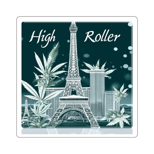 Vegas Crystal Cannabis Art Sticker | High Roller Etched Glass Design | Premium Die-Cut Vinyl Decal