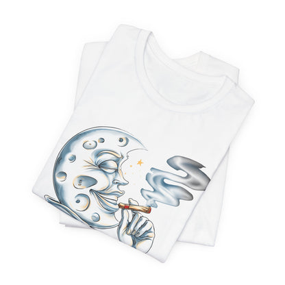 Midnight Toker Moon Tee - Celestial Cannabis Art Design | High Roller