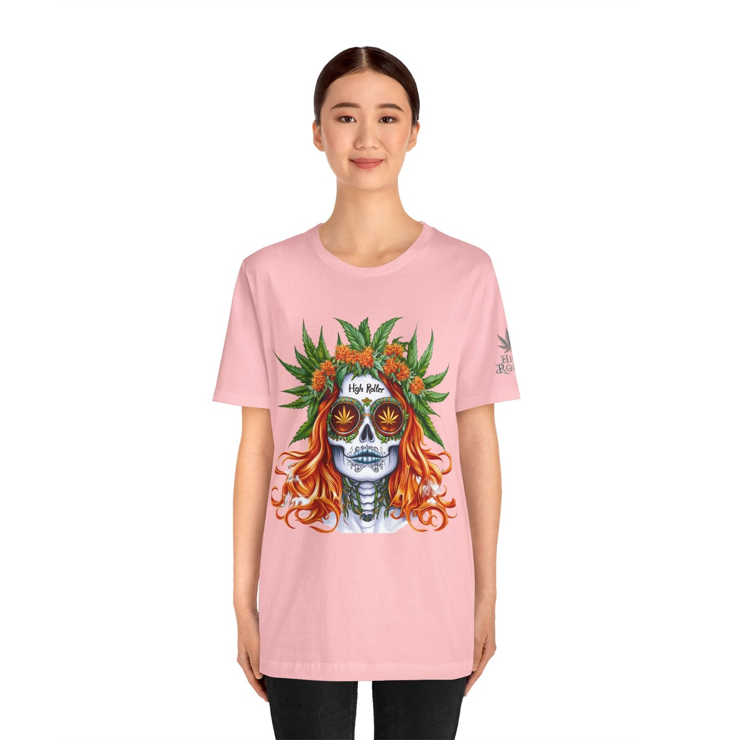 Sugar Skull Goddess Tee - Premium Airlume Cotton Cannabis Culture Day of Dead Art