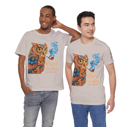 Whoos Smoking Owl Tee - Wise Cannabis Art Design | High Roller