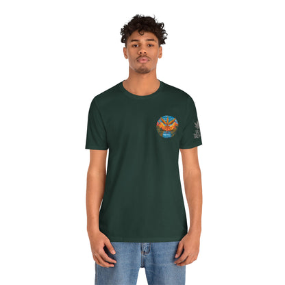 Cannabis Paradise Circle Tee - Tropical Sunset Art Design | High Roller