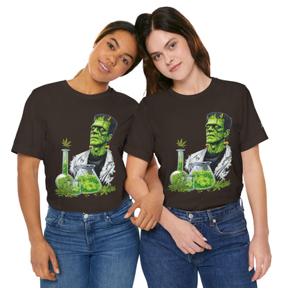 Frankenstein's Laboratory HIGH ROLLER Halloween Cannabis T-Shirt - Premium Monster Scientist 420 Experiment Apparel