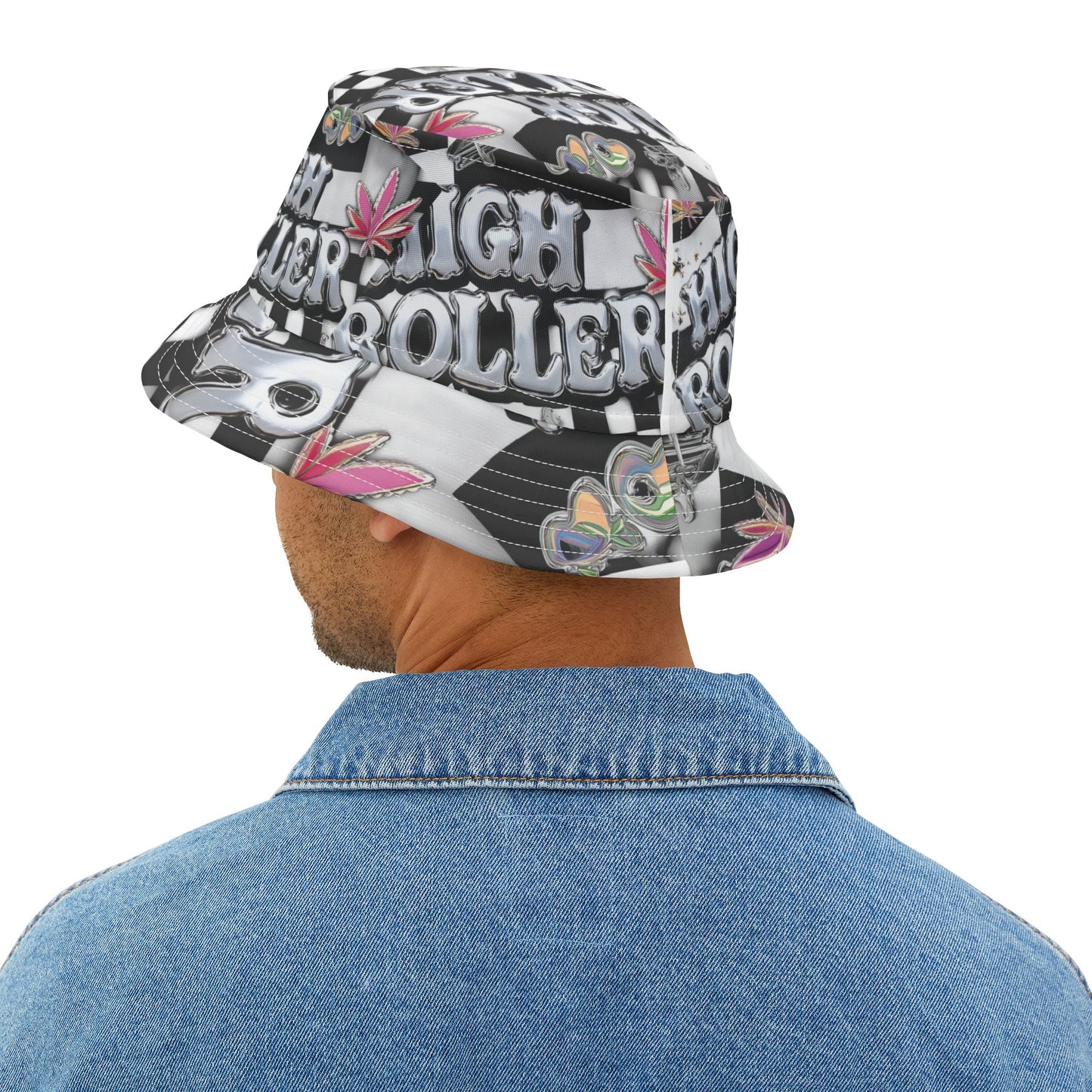 HIGH ROLLER Chrome Cyber Bucket Hat