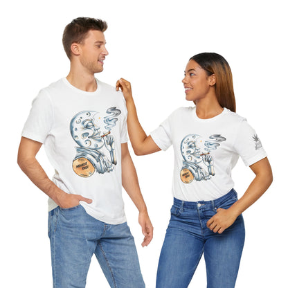 Midnight Toker Moon Tee - Celestial Cannabis Art Design | High Roller
