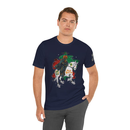 Headless Horseman HIGH ROLLER Halloween Cannabis T-Shirt - Premium Pumpkin Rider Skeletal Steed 420 Apparel