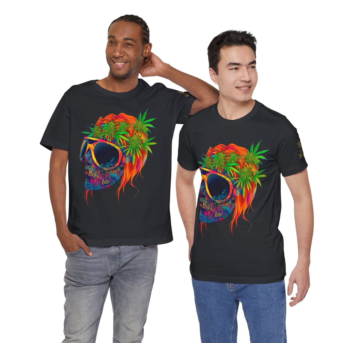 Tropical Cannabis Skull Tee - Paradise Vibes Art Design | High Roller