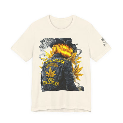 Halloween Witch Rider Cannabis T-Shirt - Premium Spooky 420 Biker Edition Apparel