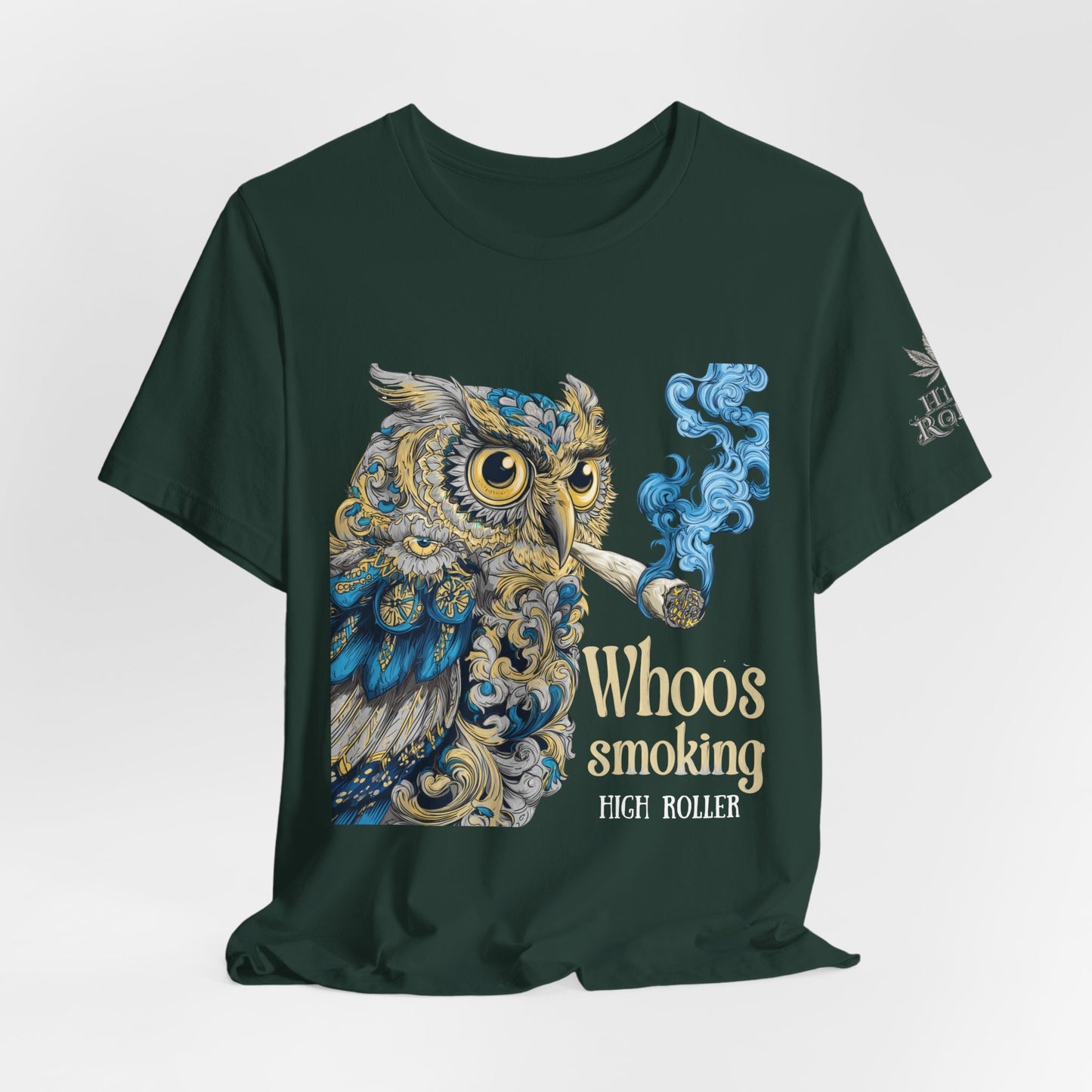 Baroque Owl Tee - Premium Airlume Cotton Cannabis Culture Ornate Bird Art