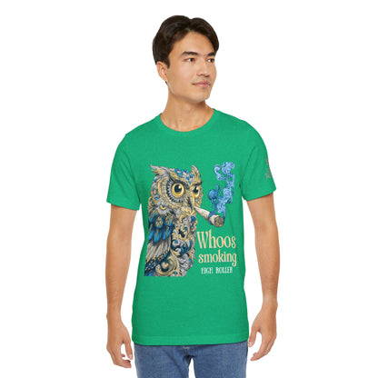 Baroque Owl Tee - Premium Airlume Cotton Cannabis Culture Ornate Bird Art