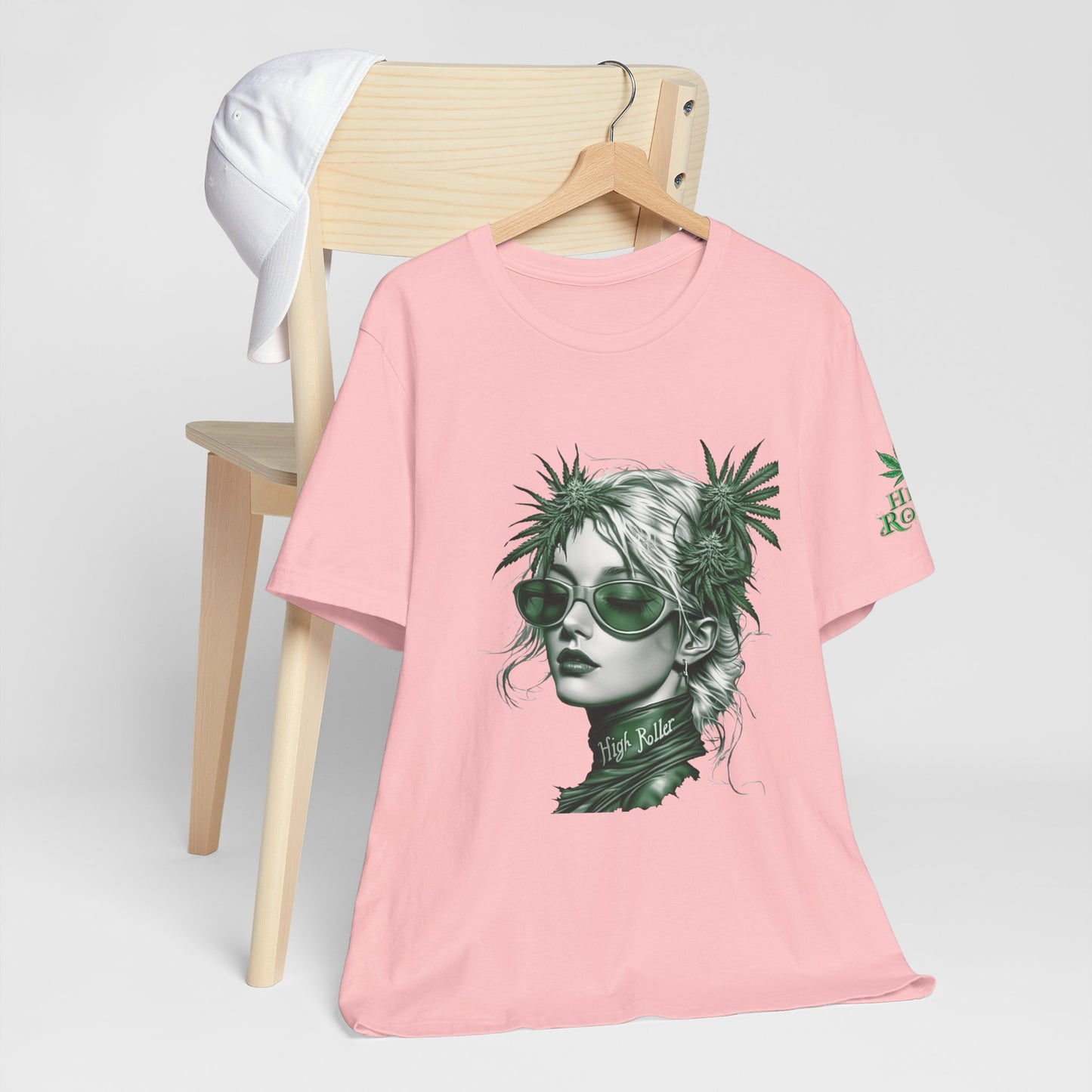 Green Queen T-Shirt - Premium Airlume Cotton Cannabis Crown Portrait Art Tee
