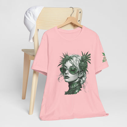 Green Queen T-Shirt - Premium Airlume Cotton Cannabis Crown Portrait Art Tee