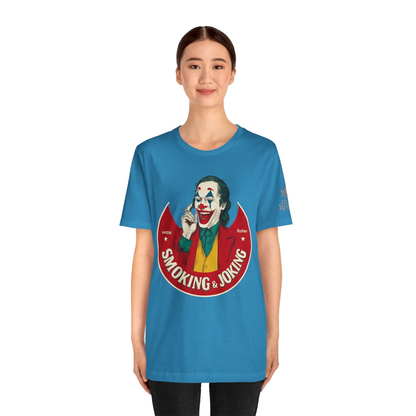 High Roller Villain T-Shirt - Premium Airlume Cotton Cannabis Joker Badge Art Tee