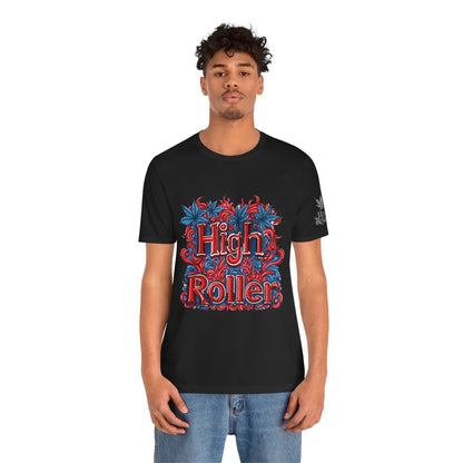 High Roller Ornate Logo Tee - Cannabis Typography Art Design | High Roller
