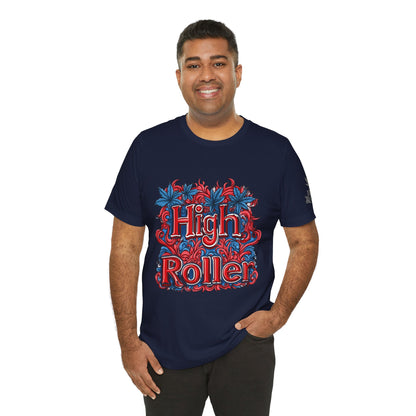 High Roller Ornate Logo Tee - Cannabis Typography Art Design | High Roller