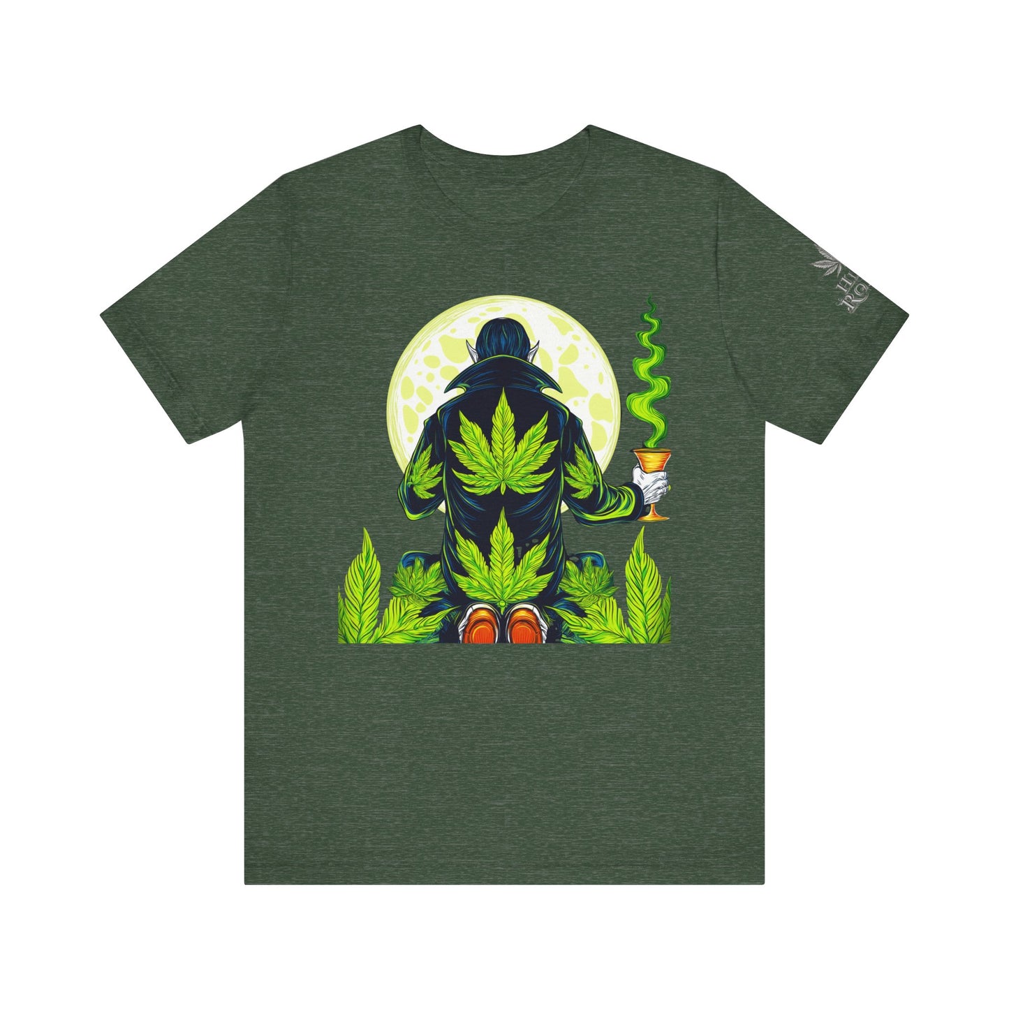 Luxury Gothic Cannabis Vampire T-Shirt - Premium Dark HIGH ROLLER Streetwear - Elevated Nocturnal 420 Fashion