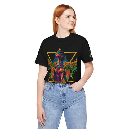 Sacred Geometry Cannabis Goddess Tee - Psychedelic Beauty Art Design | High Roller