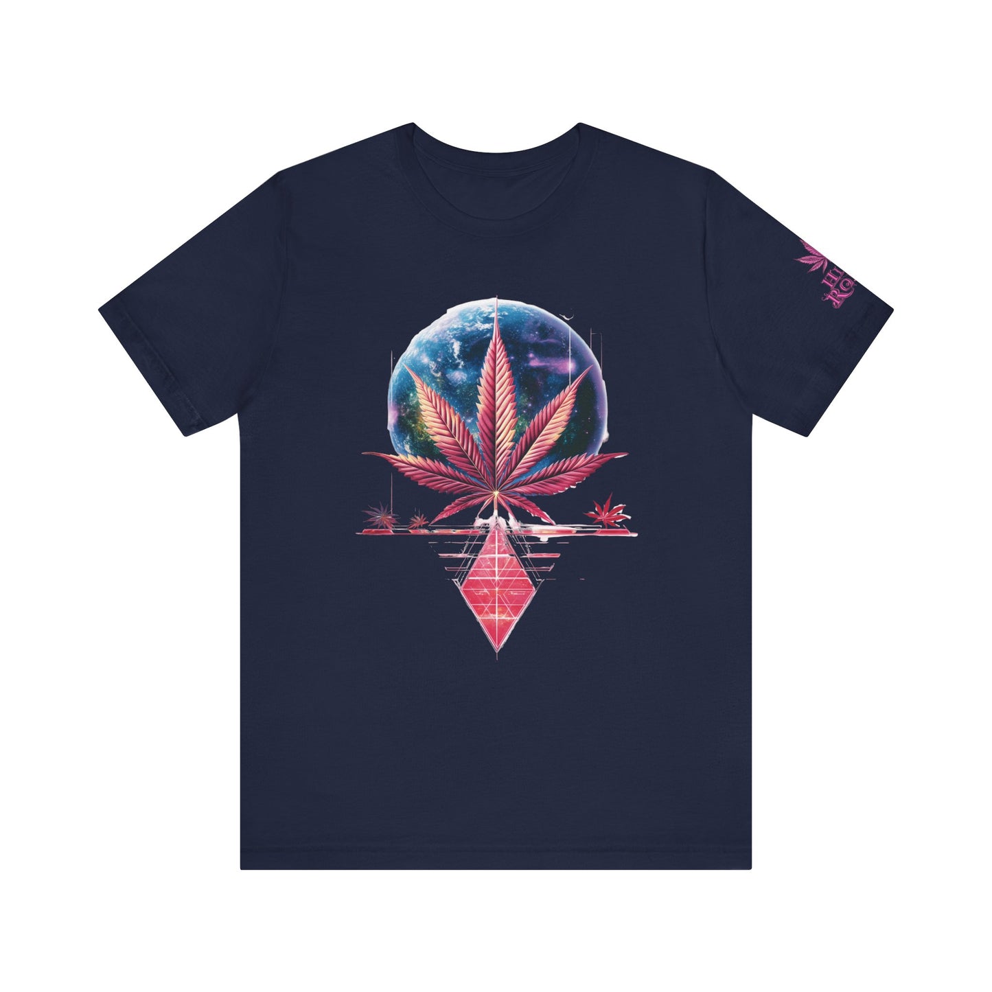 Cosmic Paradise Tee - Premium Airlume Cotton Cannabis Culture Vaporwave Tropical Art