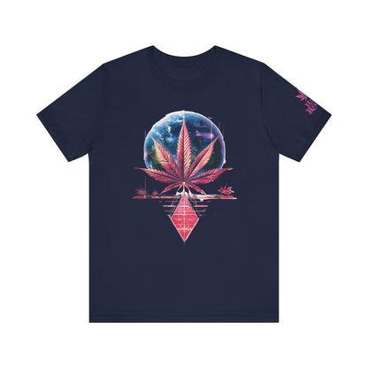 Cosmic Paradise Tee - Premium Airlume Cotton Cannabis Culture Vaporwave Tropical Art