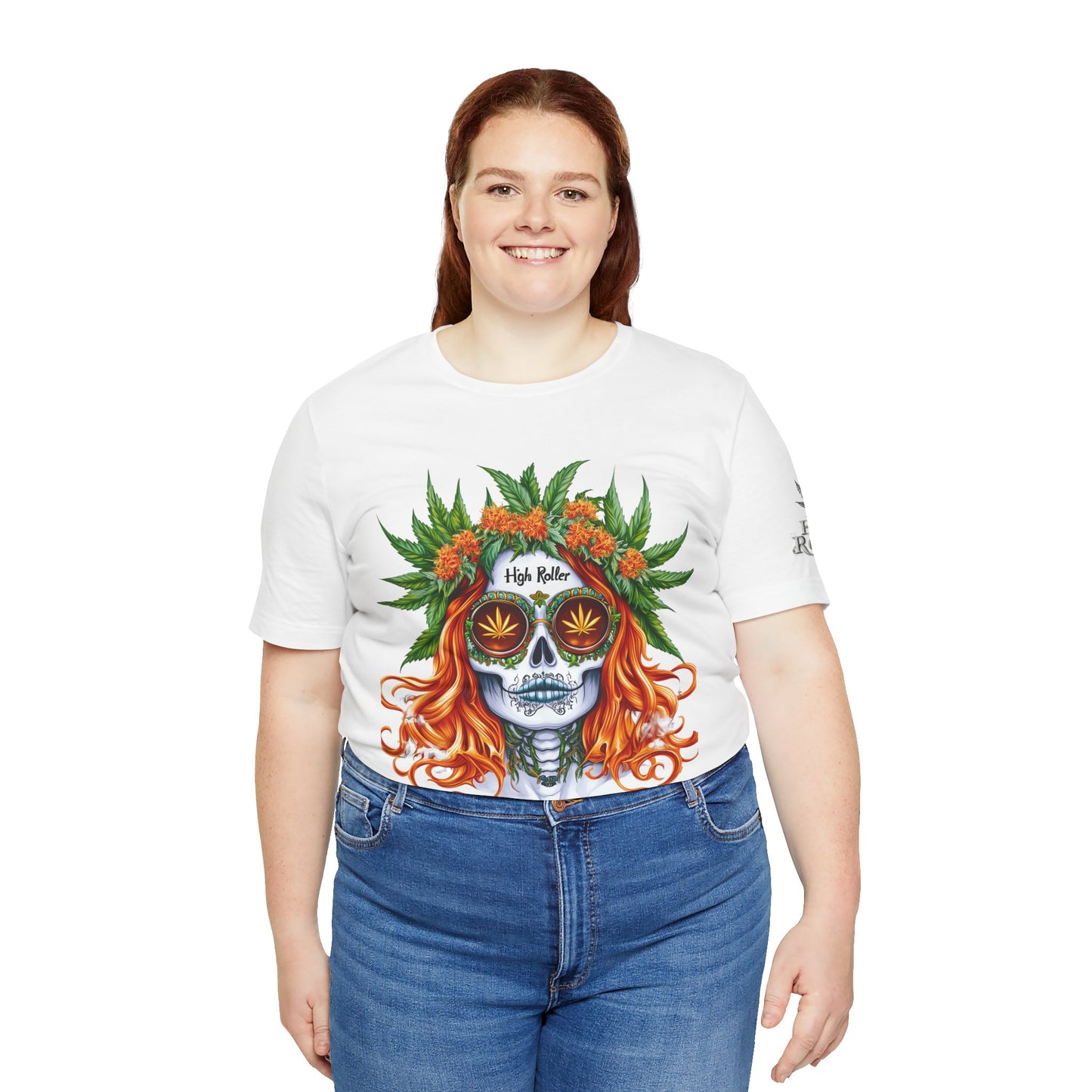 Sugar Skull Goddess Tee - Premium Airlume Cotton Cannabis Culture Day of Dead Art