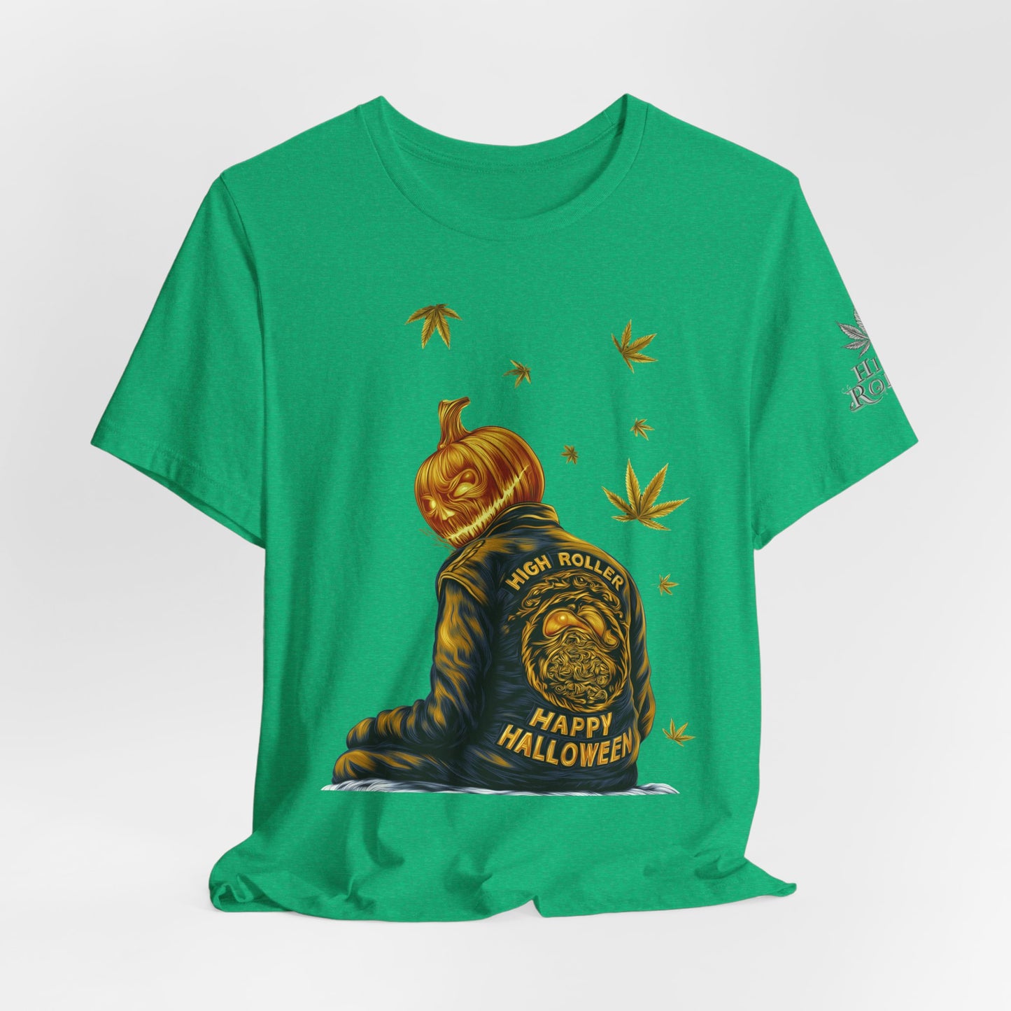 Pumpkin Head HIGH ROLLER Halloween T-Shirt - Premium Cannabis Culture Apparel