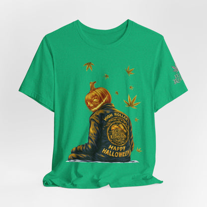 Pumpkin Head HIGH ROLLER Halloween T-Shirt - Premium Cannabis Culture Apparel