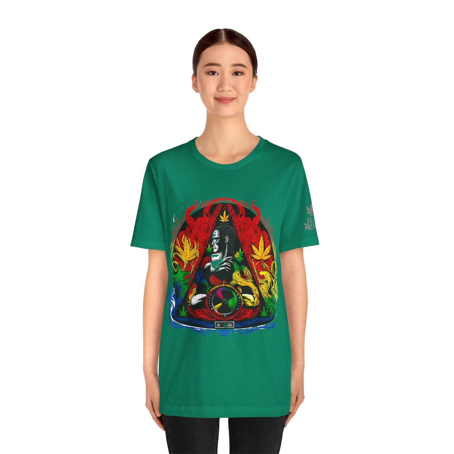 HIGH ROLLER Buddha Meditation Premium Cannabis Culture T-Shirt - Enlightenment Meets Electronic Music Luxury Streetwear