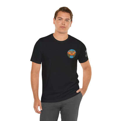 Cannabis Paradise Circle Tee - Tropical Sunset Art Design | High Roller