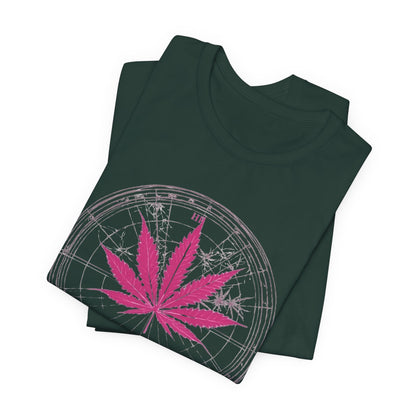 True North Tee - Premium Airlume Cotton Cannabis Culture Compass Navigation Art