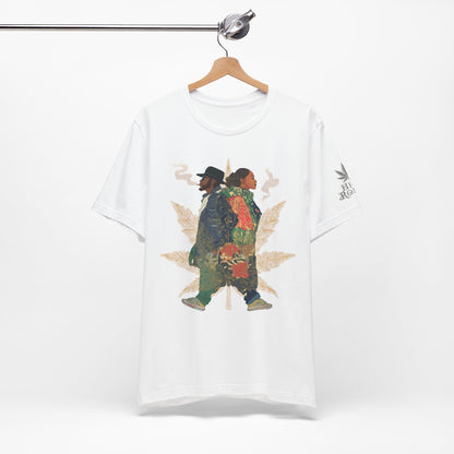 High Roller Back to Back Cannabis T-Shirt - Premium 420 Hip-Hop Duo Golden Leaf Street Culture Partnership Unity Apparel
