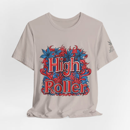 High Roller Ornate Logo Tee - Cannabis Typography Art Design | High Roller