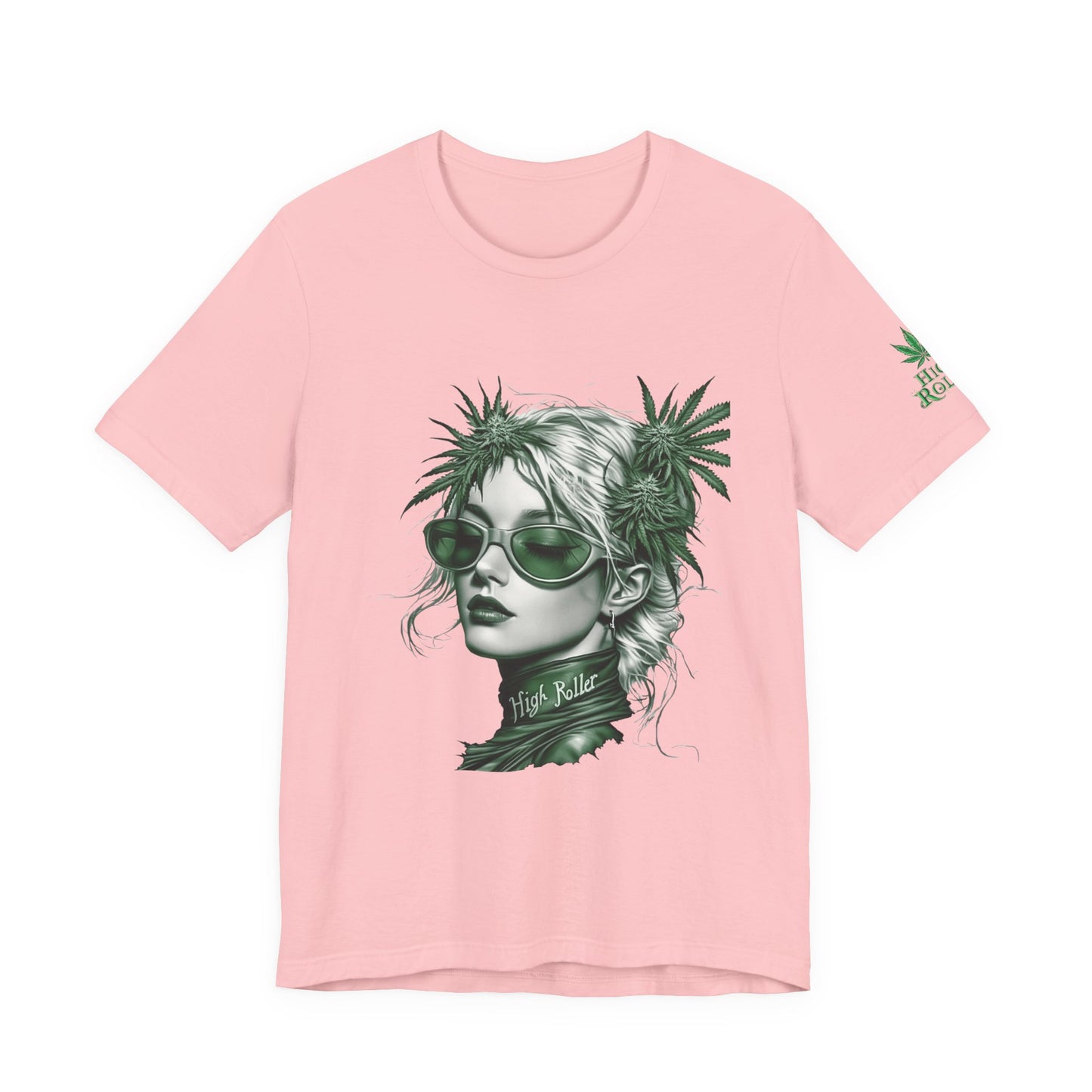 Green Queen T-Shirt - Premium Airlume Cotton Cannabis Crown Portrait Art Tee