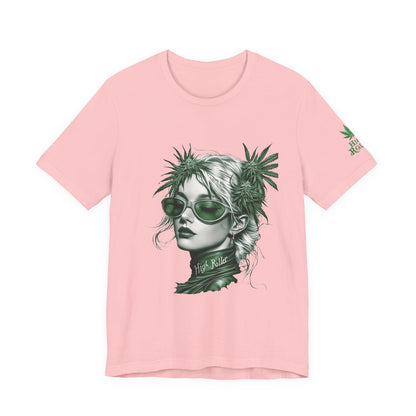 Green Queen T-Shirt - Premium Airlume Cotton Cannabis Crown Portrait Art Tee