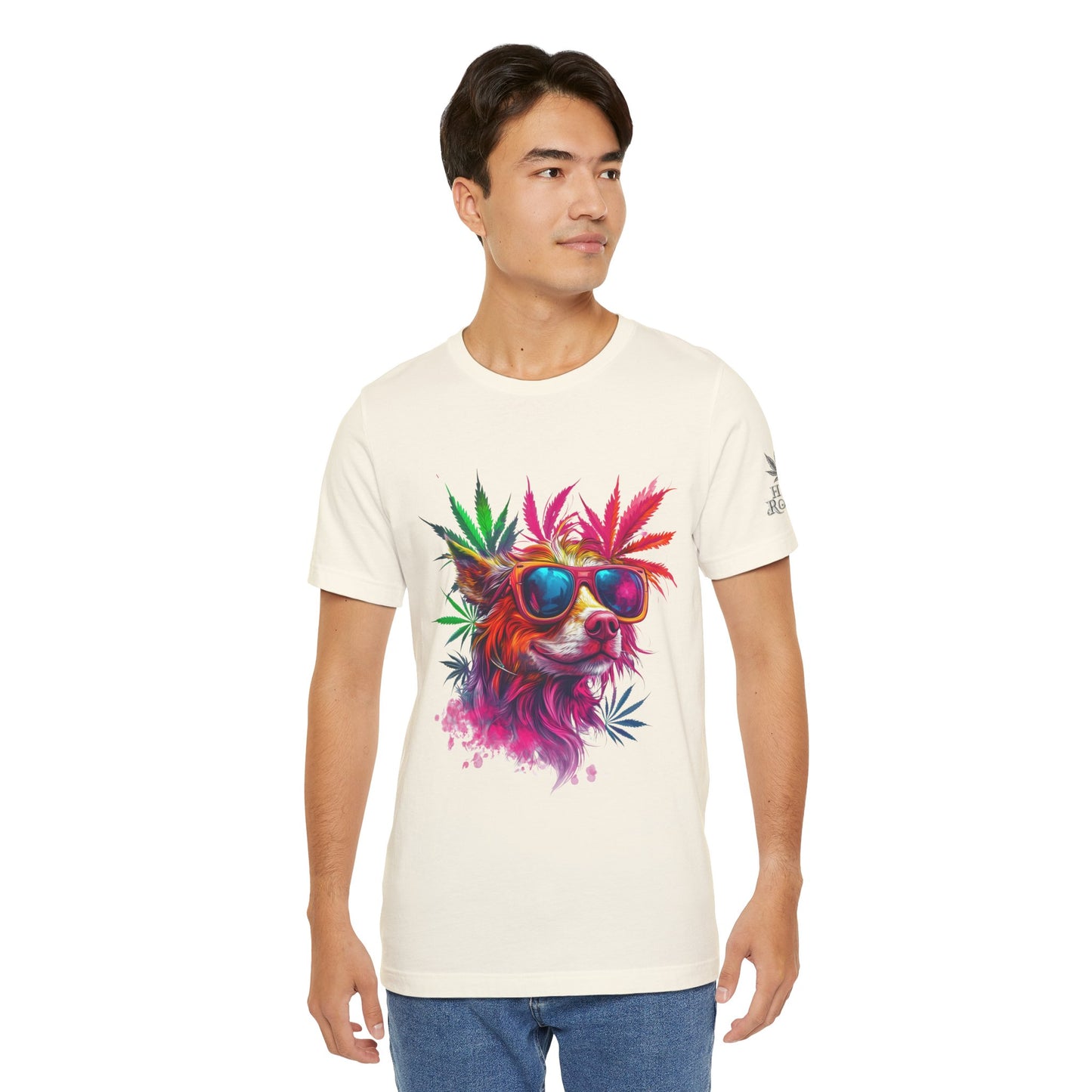 Spectrum Pup Tee - Premium Airlume Cotton Cannabis Culture Psychedelic Dog Art