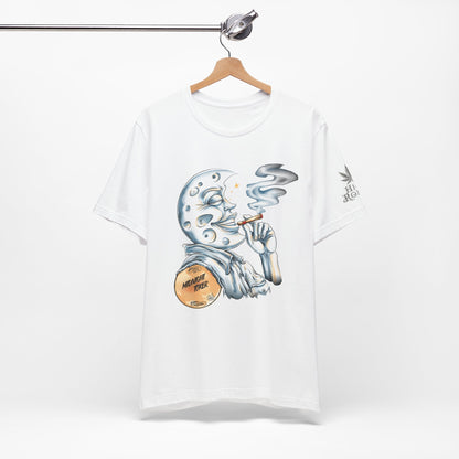 Midnight Toker Moon Tee - Celestial Cannabis Art Design | High Roller