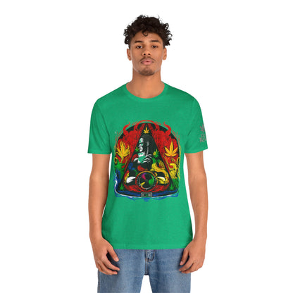 High Roller Sacred Buddha Cannabis T-Shirt - Premium 420 Spiritual Meditation Enlightenment Botanical Artistry Apparel