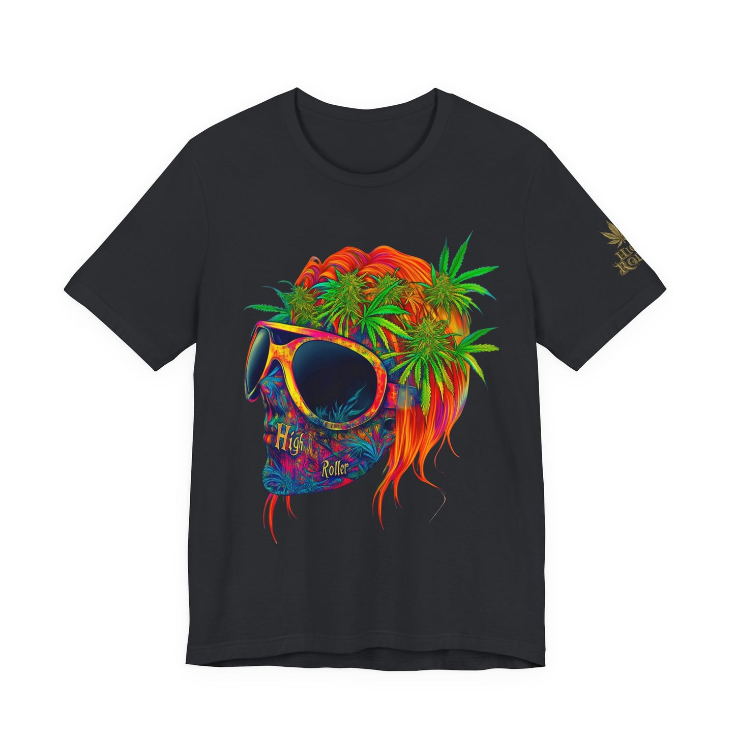 Tropical Cannabis Skull Tee - Paradise Vibes Art Design | High Roller