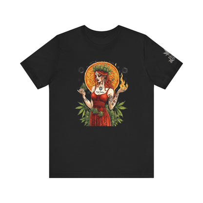 High Roller Priestess T-Shirt - Premium Airlume Cotton Cannabis Goddess Mandala Art Tee