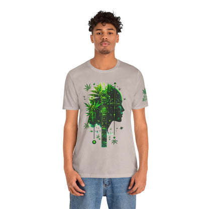 Digital Mind Tee - Premium Airlume Cotton Cannabis Culture Tech Art Matrix Design