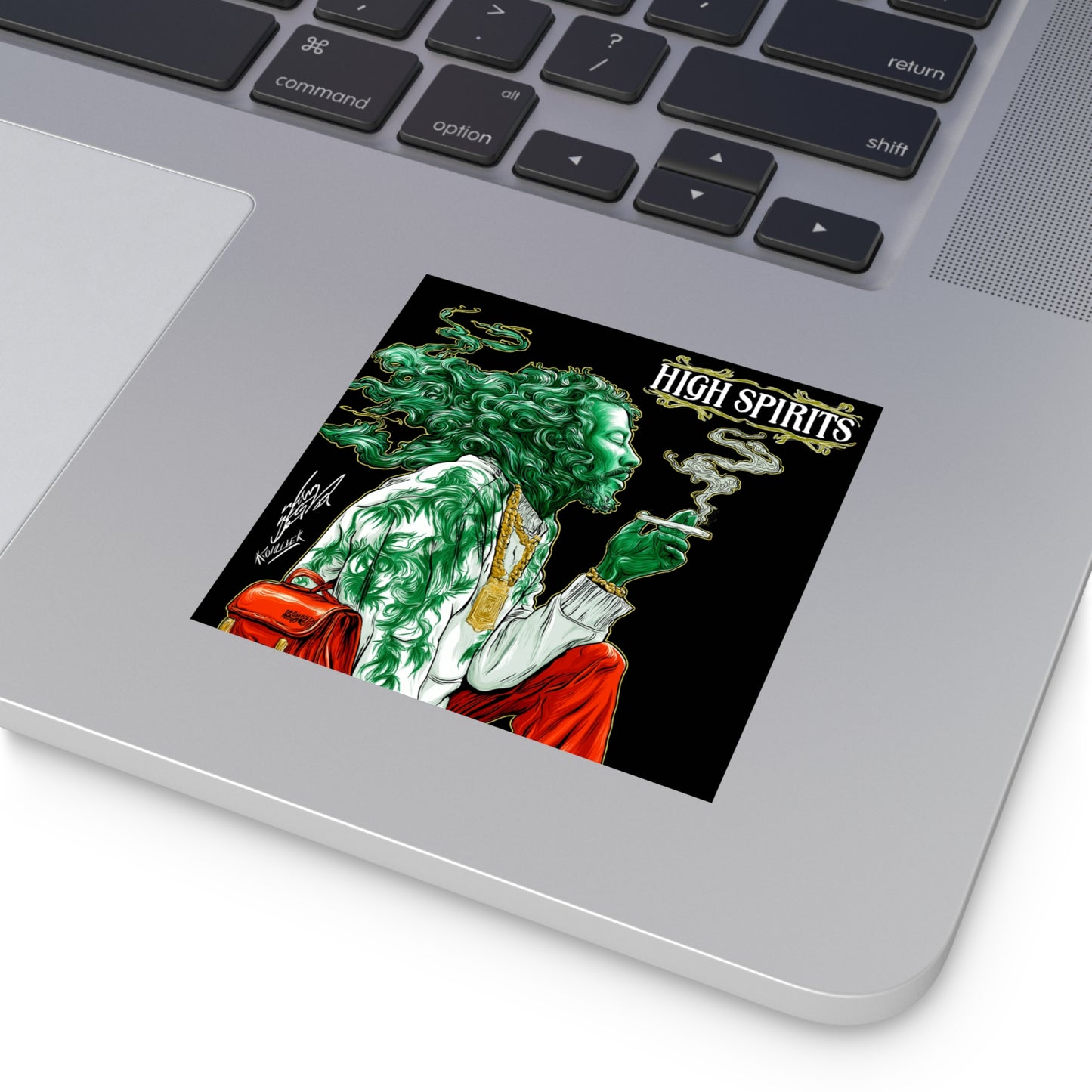 High Spirits Cannabis Goddess Halloween Sticker - Premium Emerald Spirit HIGH ROLLER Ethereal Being 420 Vinyl Decal