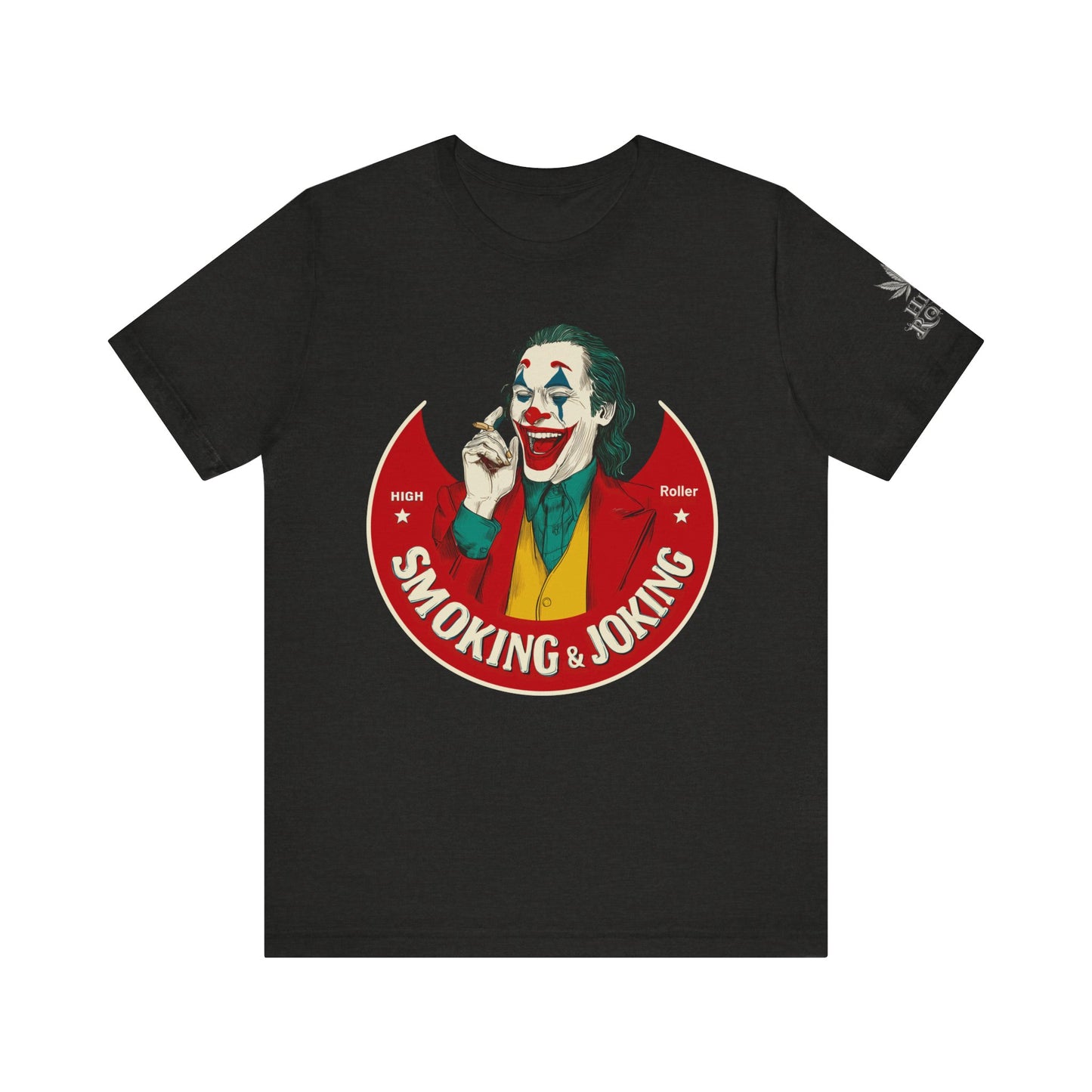 High Roller Villain T-Shirt - Premium Airlume Cotton Cannabis Joker Badge Art Tee