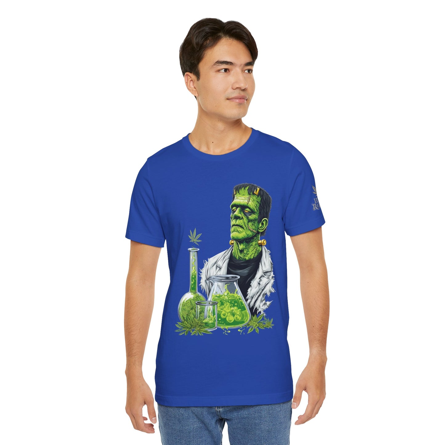 Frankenstein's Laboratory HIGH ROLLER Halloween Cannabis T-Shirt - Premium Monster Scientist 420 Experiment Apparel