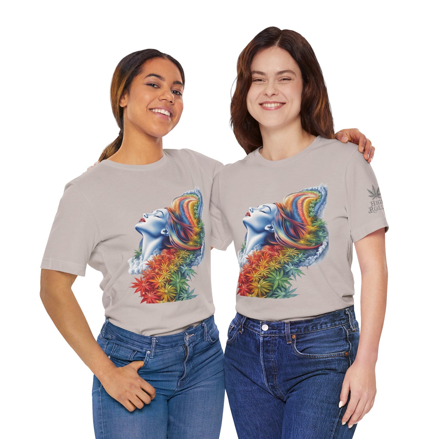 Rainbow Bloom Tee - Premium Airlume Cotton Cannabis Culture Spectrum Goddess Art