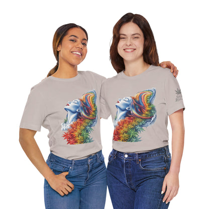 Rainbow Bloom Tee - Premium Airlume Cotton Cannabis Culture Spectrum Goddess Art