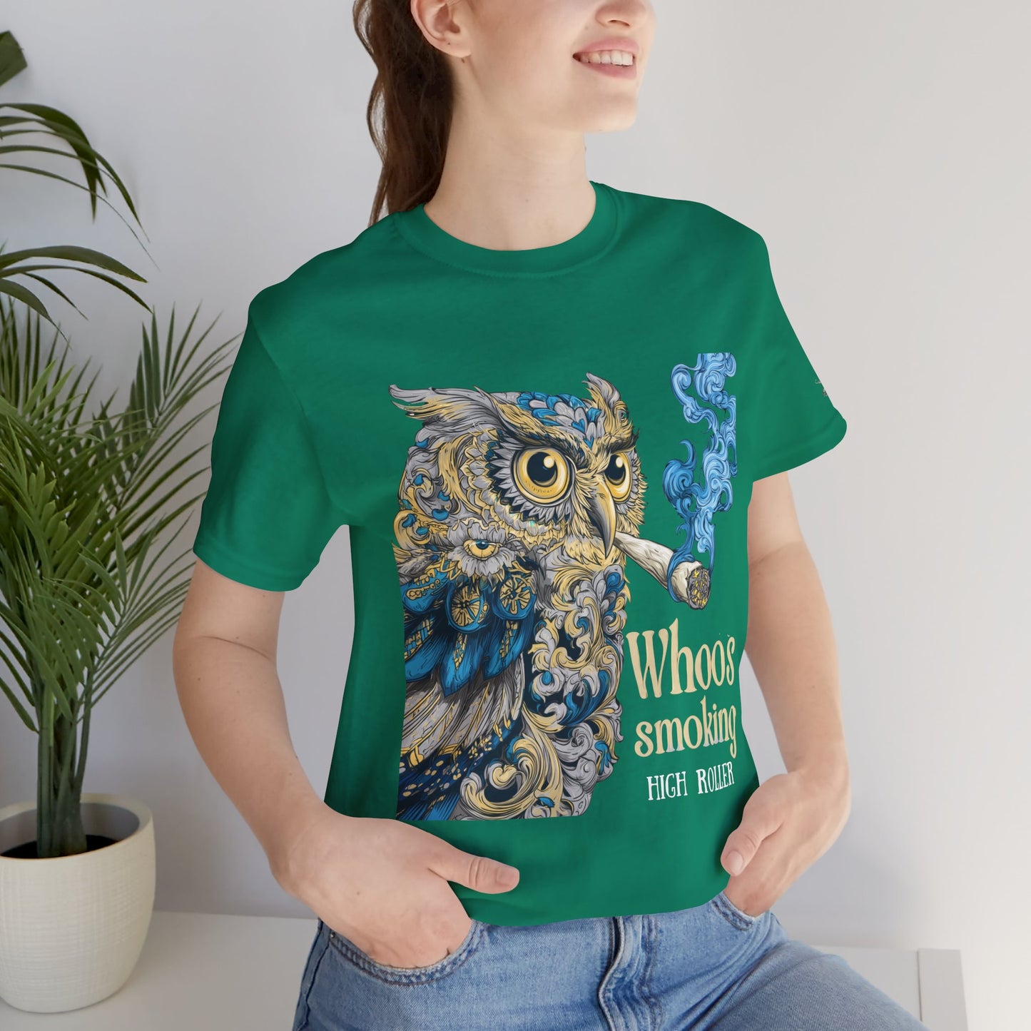 Baroque Owl Tee - Premium Airlume Cotton Cannabis Culture Ornate Bird Art