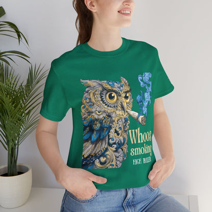 Baroque Owl Tee - Premium Airlume Cotton Cannabis Culture Ornate Bird Art