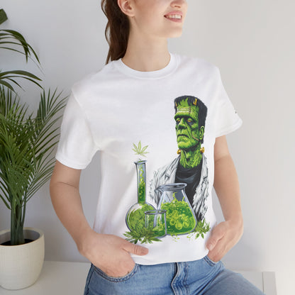Frankenstein's Laboratory HIGH ROLLER Halloween Cannabis T-Shirt - Premium Monster Scientist 420 Experiment Apparel