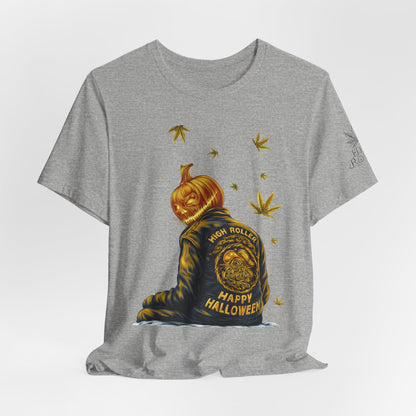 Pumpkin Head HIGH ROLLER Halloween T-Shirt - Premium Cannabis Culture Apparel