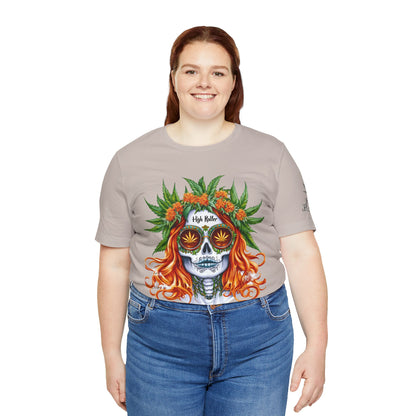 Sugar Skull Goddess Tee - Premium Airlume Cotton Cannabis Culture Day of Dead Art