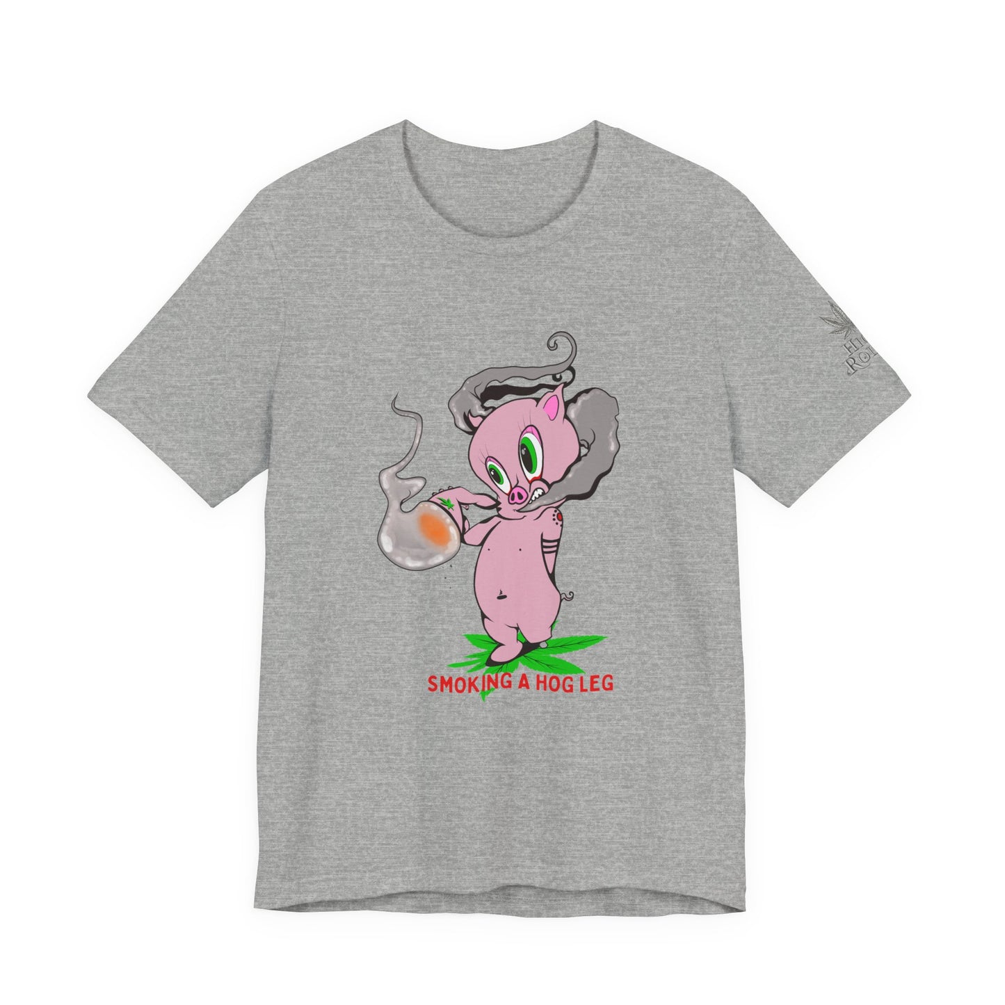 Smoking Hog Leg Pink Pig Tee - Premium Airlume Cotton Cannabis Culture Art