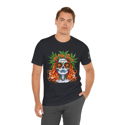 Sugar Skull Cannabis Tee - Day of Dead Art Design | High Roller